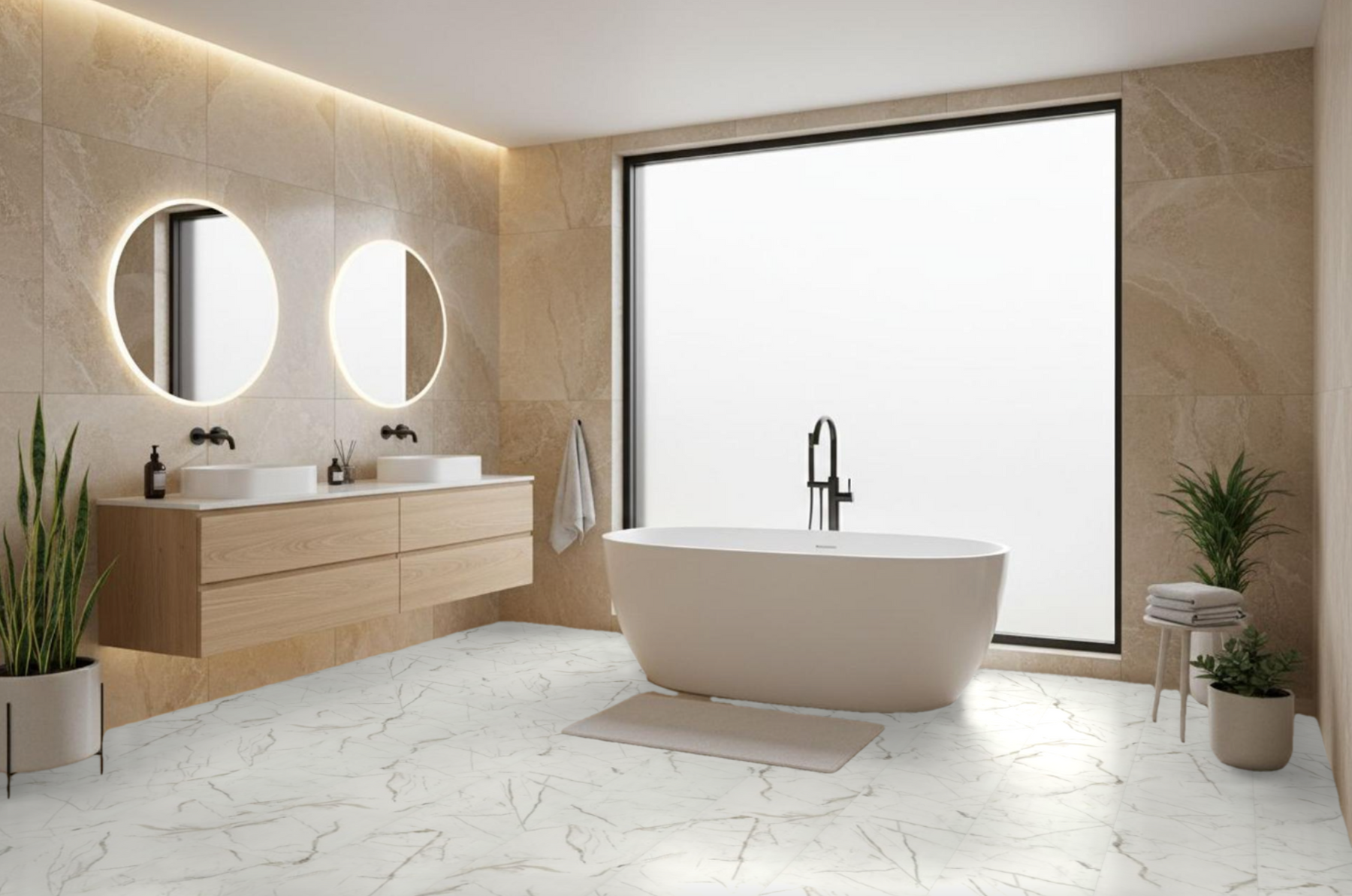 Beautiful Marble LVT Bathroom in a Modern home from Proximity mills